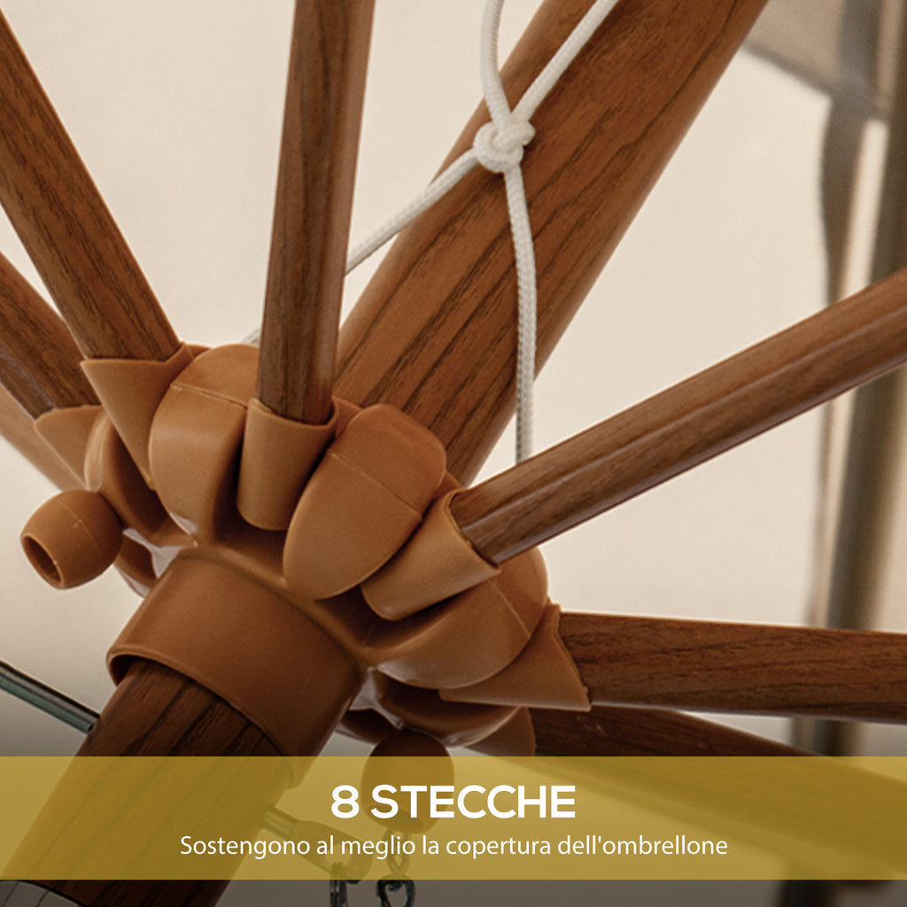 Garden Umbrella with Crank and Tilting, Air Vents and 8 Ribs, 2.7x2.4 m, Cream