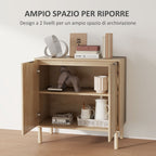 2-Tier Wooden Storage Cabinet with 3-Tier Adjustable Shelf, 78x40x77.5 cm, Oak Color