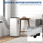 HOMCOM Portable Air Conditioner 750W with 5 Modes and 2 Speeds, in Plastic and Steel, 33x28x70.4 cm, White - Borgè