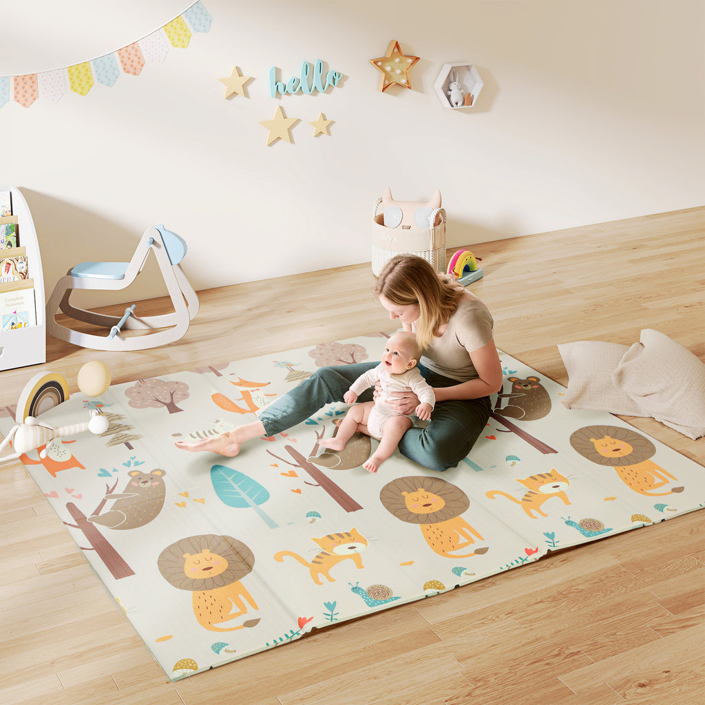 Children's Rug for 0-6 Years Old with Forest Theme and Waterproof Surface in Multi-Color XPE, 196x176x1.5 cm