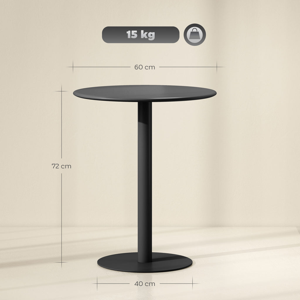 Round Kitchen Table for 2 People with a Modern Design in Steel, Ø60x72 cm, Black