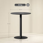 Round Kitchen Table for 2 People with a Modern Design in Steel, Ø60x72 cm, Black