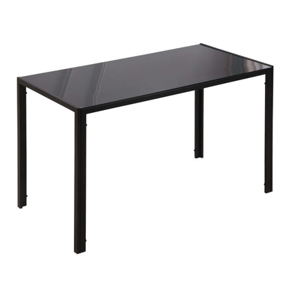 Kitchen Table for 4 People in Metal and Tempered Glass, 120x60x75 cm, Black