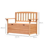 2 Seater Garden Bench with Storage Compartment Wood 112x58x84cm
