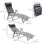 Outsunny Folding Garden Lounger with Cushion, 7-Reclining Backrest, 137x63.5x100.5cm, Grey