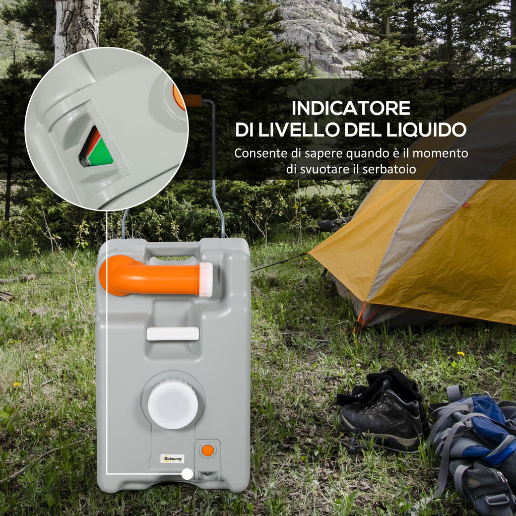 22L Camping Water Tank with Wheels and Handle and Swivel Spout, Gray