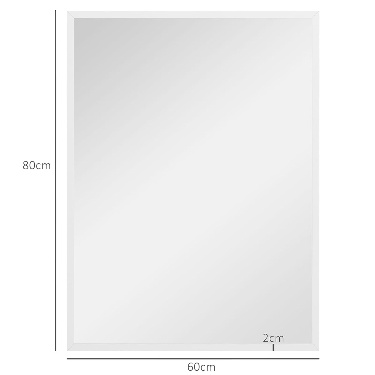 HOMCOM Rectangular Wall Mirror with Hooks, Glass and MDF, 60x80 cm, White