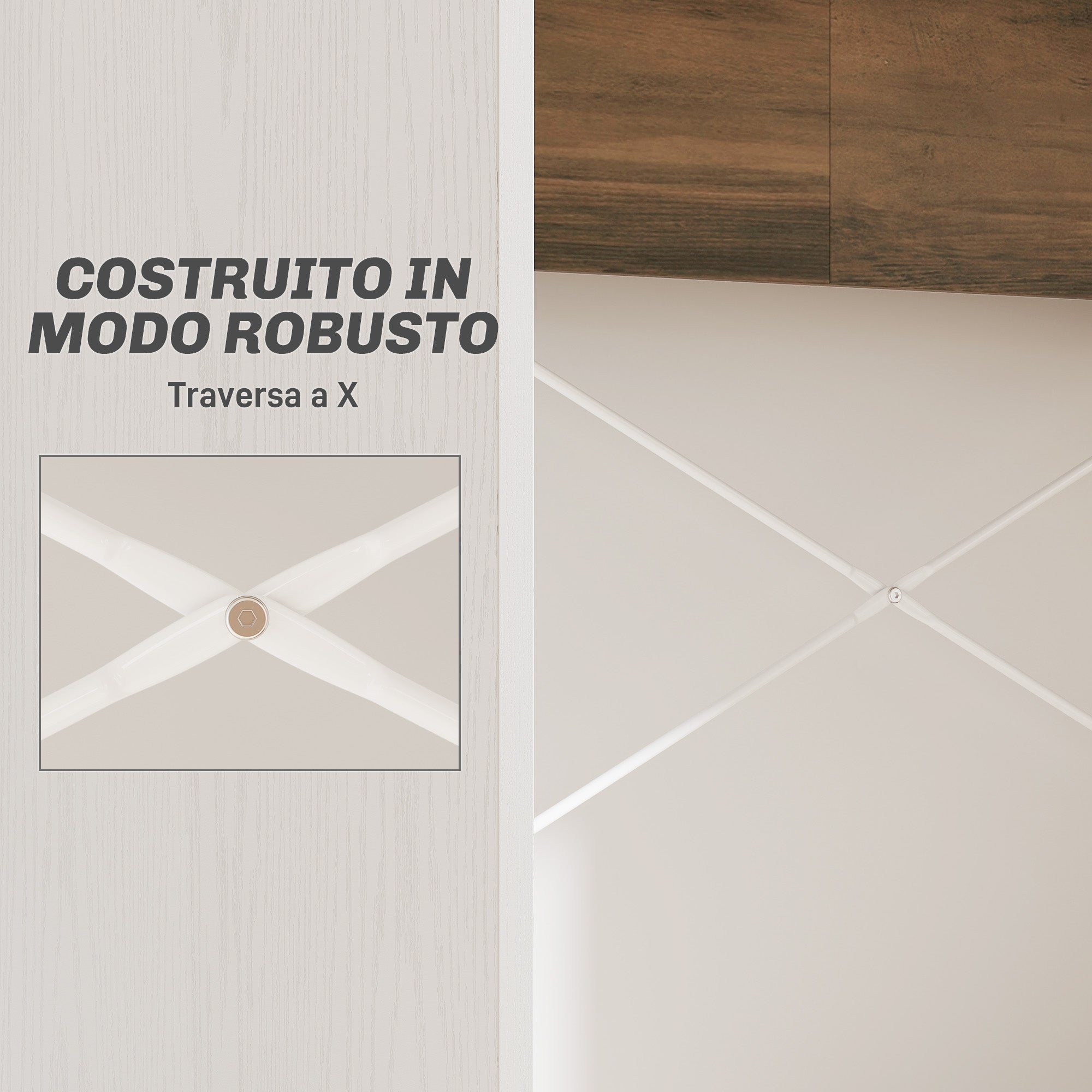 Modern PC Desk with Raised Top and 2 Shelves, in Chipboard, 110x50x102.6 cm, White, Brown and Walnut