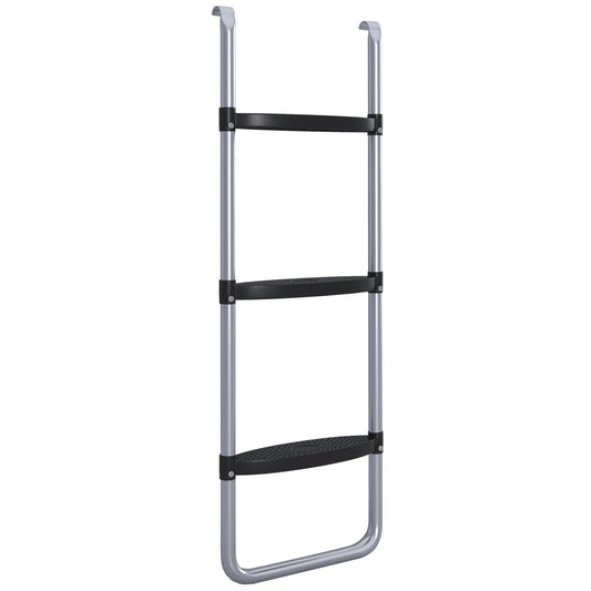 Adjustable Elastic Trampoline Ladder with 3 or 2 Steel Steps, 97x32cm, Silver - Borgè