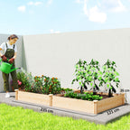 Outsunny Vegetable Garden in Box with Central Divider and Open Bottom, in Fir Wood, 235x121x26 cm, Wood Color