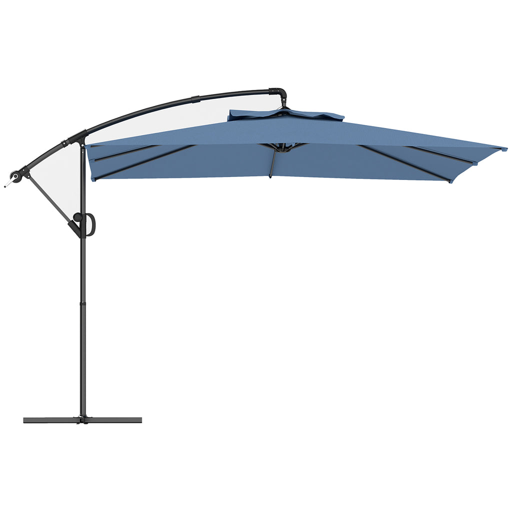 Outsunny 3x3.25m 360° Adjustable Off-Center Garden Umbrella, Light Blue