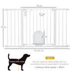Extendable Dog Gate with Self-Closing Door, Metal and ABS, 75-131x76 cm, White - Borge' Group Limited