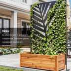 Outsunny 3-Panel Vertical Steel Room Divider with Banana Leaf Motif, 122x45x198 cm, Black