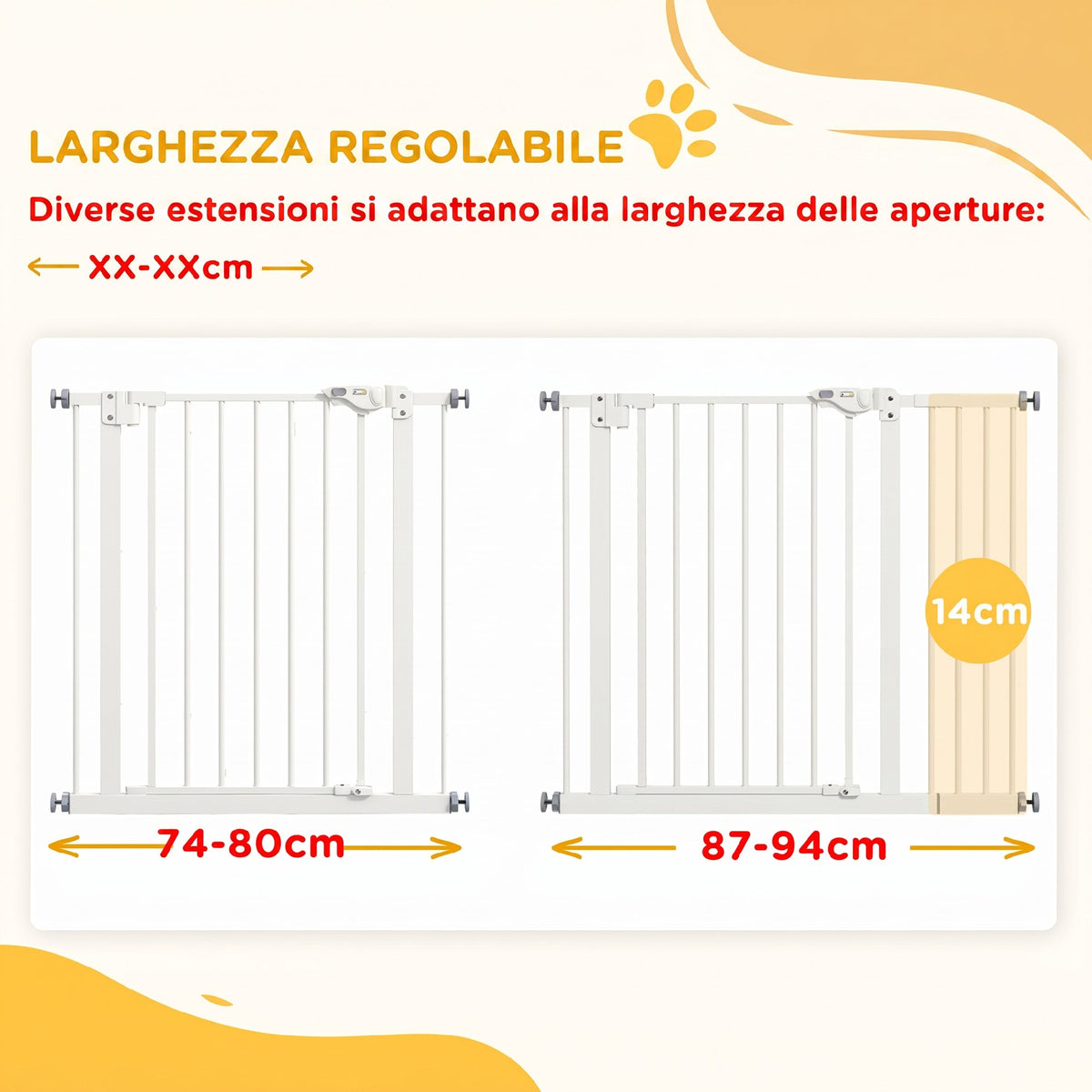 PawHut Adjustable Dog Gate with Self-Closing, Steel and Plastic, 74-100x77 cm Black