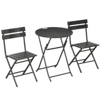 SMOKY GREY | 3 Piece Garden Set with 2 Folding Chairs and Table in Steel and HDPE, Dark Grey - Borge' Group Limited