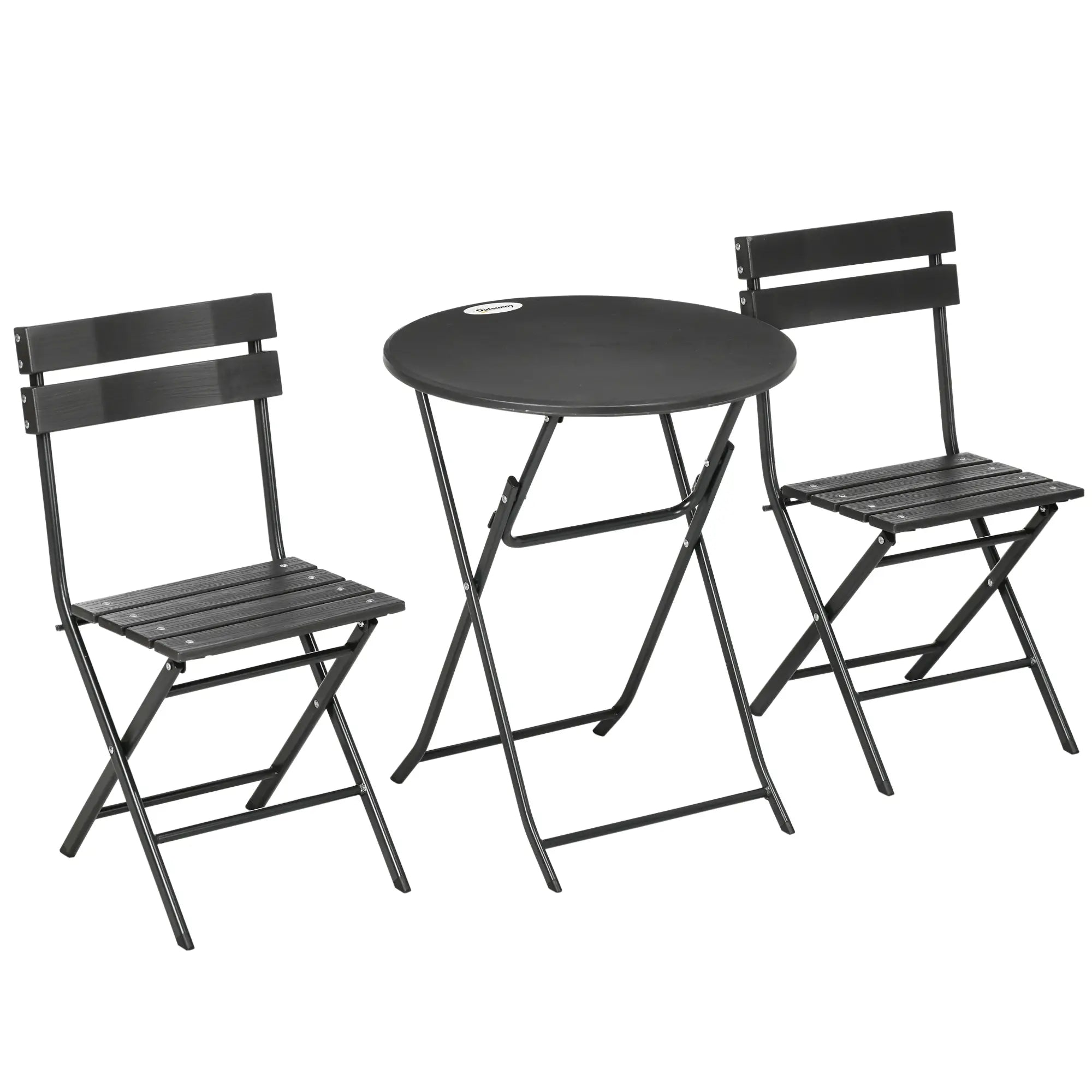 SMOKY GREY | 3 Piece Garden Set with 2 Folding Chairs and Table in Steel and HDPE, Dark Grey - Borge' Group Limited