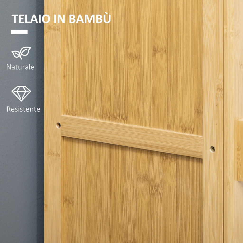 HOMCOM Narrow Bamboo Bathroom Cabinet, Space-Saving Bathroom Cabinet with 4 Shelves and Slatted Door, 40x30x140 cm, Natural