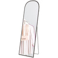 Modern Floor and Wall Mirror in Aluminum Alloy with Folding Stand, 50x161.5cm, Black - Borgè