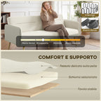 3-Seater Sofa Bed with Reclining Backrest and Velvet Upholstery, 185x84x83 cm, Beige