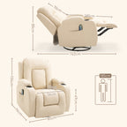 8-Point Reclining Massage Chair with Cup Holder and Remote Control, 85x94x104 cm, Beige