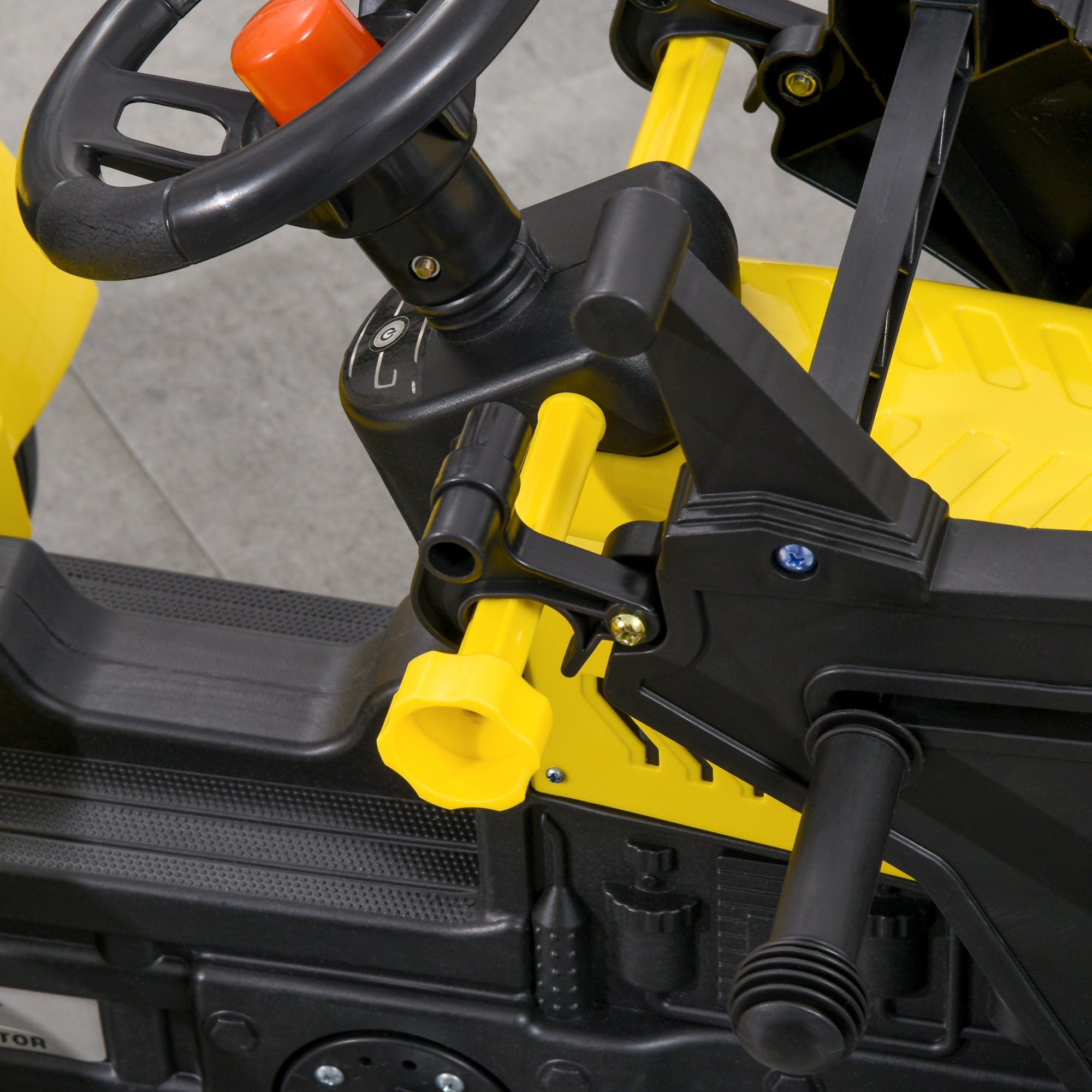 Pedal Excavator for Kids from 3 Years with Front Loader and Steering Wheel, Yellow