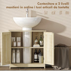 kleankin 2-Door Vanity Unit with Adjustable Shelf and U-Shaped Cutout, 60x30x60 cm, Oak
