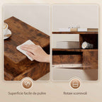 HOMCOM Set of 2 Floating Nightstands with Drawer and Open Shelf, 35x32x22.5 cm, Rustic Brown