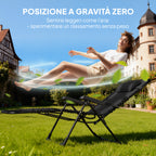 Outsunny Set of 2 Zero Gravity Folding Lounge Chairs with Adjustable Backrest and Table, Black