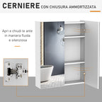 Bathroom Cabinet with 2 Doors and Mirror in White MDF 60 x 75 x 15cm