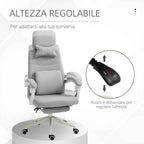 Vinsetto Ergonomic Office Chair, Desk Chair with Wheels, Lumbar Cushion, Removable Headrest and Footrest, Grey 62x68x117-127cm
