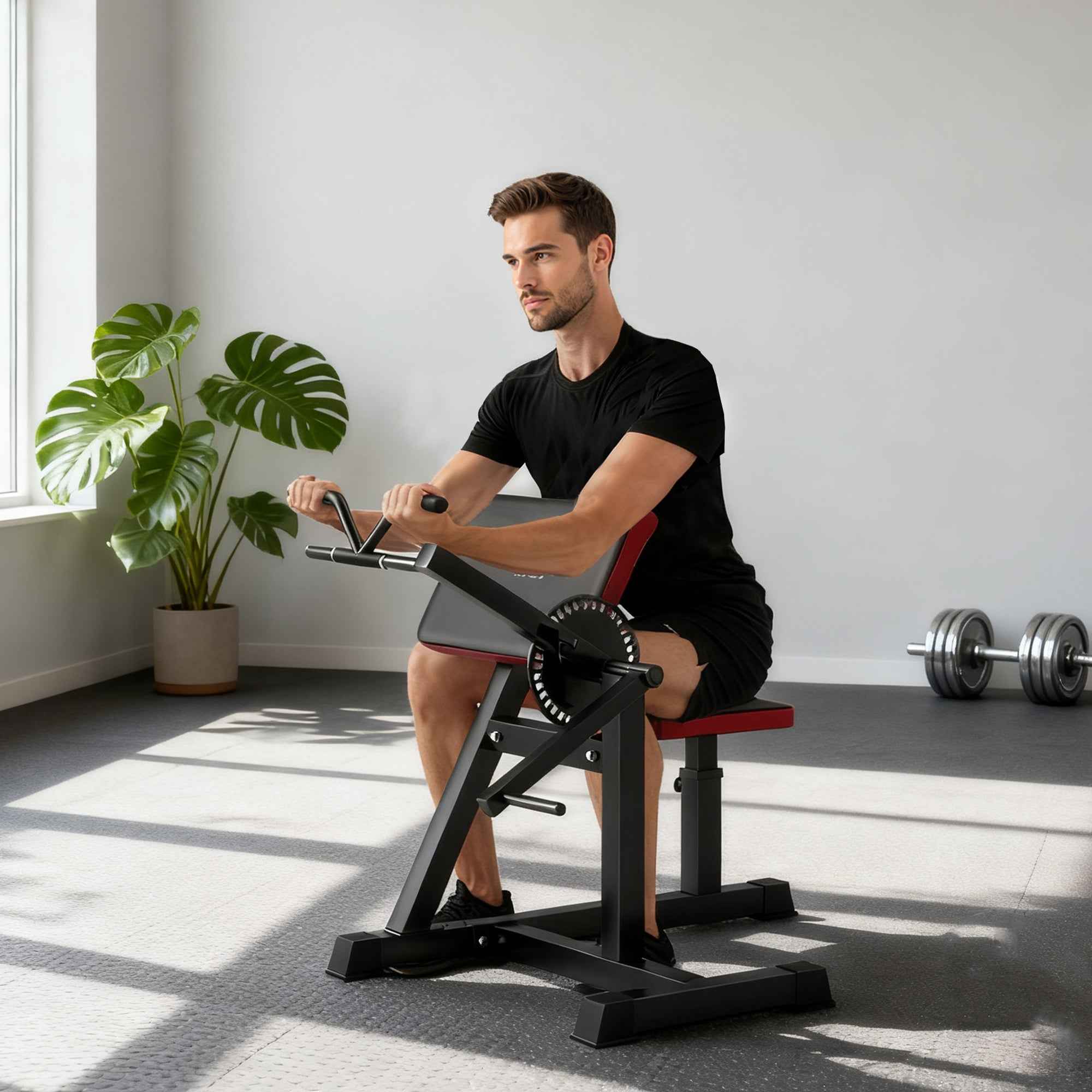 SPORTNOW Bicep Curl Bench with Adjustable Seat and Elbow Rest, Weight Rack, Black