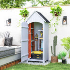 Outsunny 3-Shelf Wooden Tool Shed with Waterproof Bitumen Roof, 77.5 x 54.2 x 179.5 cm, White