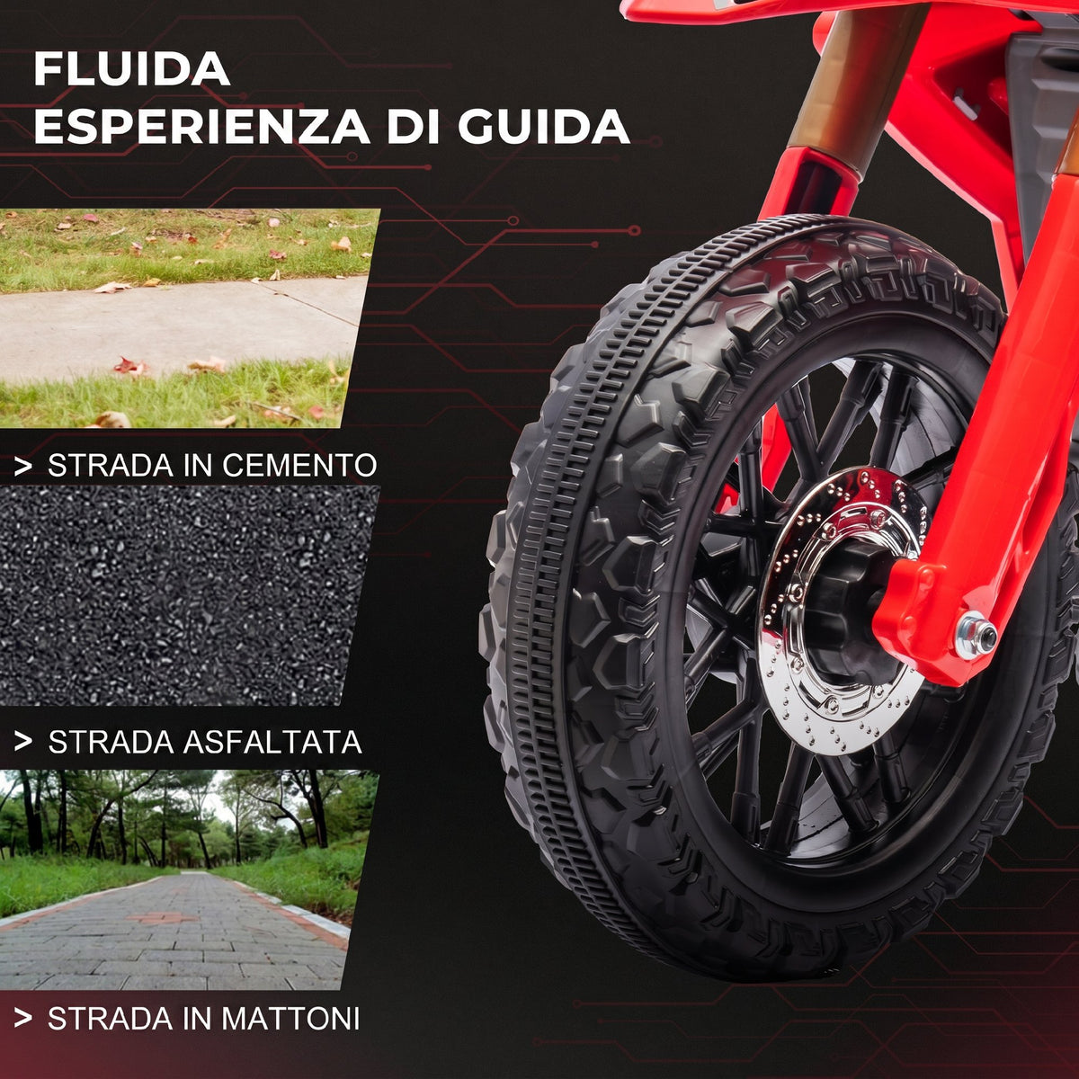AIYAPLAY Electric Motorcycle for Kids Ages 3-8 with 12V Dual Motors, Training Wheels and Horn, 3 km/h, 30kg Capacity, Red