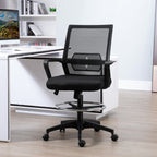 Adjustable Mesh Office Chair with Armrests and Footrest Ring, 64x59x104-124 cm, Black