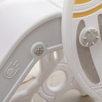 Children's Slide 18-36 Months in PE and PP with Space Theme with Non-Slip Stairs, 157x46.5x80 cm, Grey and White