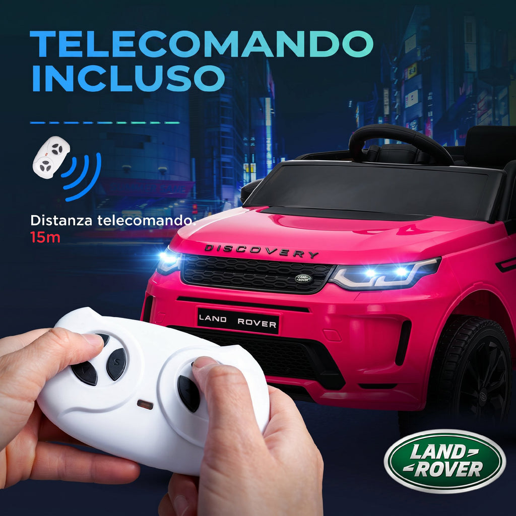 AIYAPLAY Licensed Children's Electric Ride-On Car Land Rover Discovery with Headlights, Horn and Seat Belt, Made of Plastic and Metal, 106x65.5x51 cm, Pink