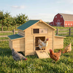 PawHut Wooden Chicken Coop, Waterproof Roof, 150x100x96.5cm, Yellow