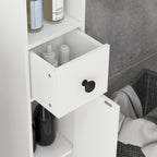 kleankin Bathroom Cabinet with Drawer, 2 Cabinets and 4 Open Shelves, Wooden, 20x20x180 cm, White
