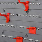 54PCS Tool Storage Box with 50 Hooks, Wall Mounted, PP, Red Grey, 95.5x23x53.5cm