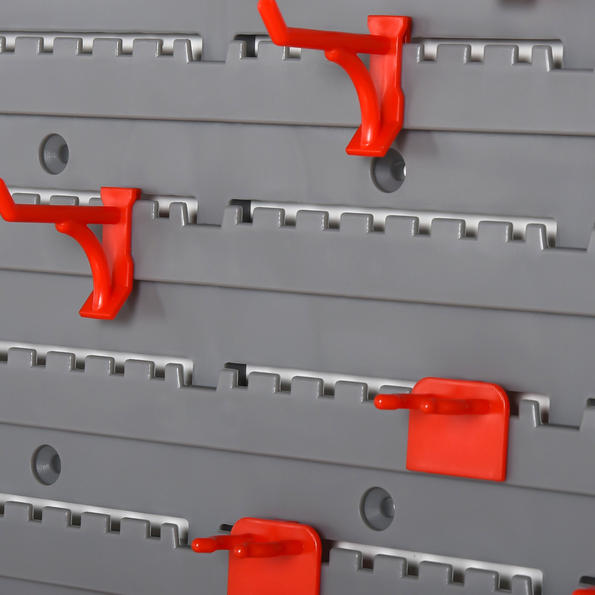 54PCS Tool Storage Box with 50 Hooks, Wall Mounted, PP, Red Grey, 95.5x23x53.5cm