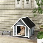 Outdoor Wooden Dog House, Large Dog House with Removable Floor, 84x99x87cm, Grey
