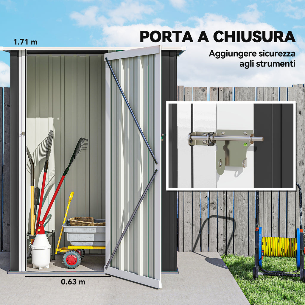 Outsunny Waterproof Steel Tool Shed 142x84x189cm
