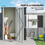 Outsunny Waterproof Steel Tool Shed 142x84x189cm