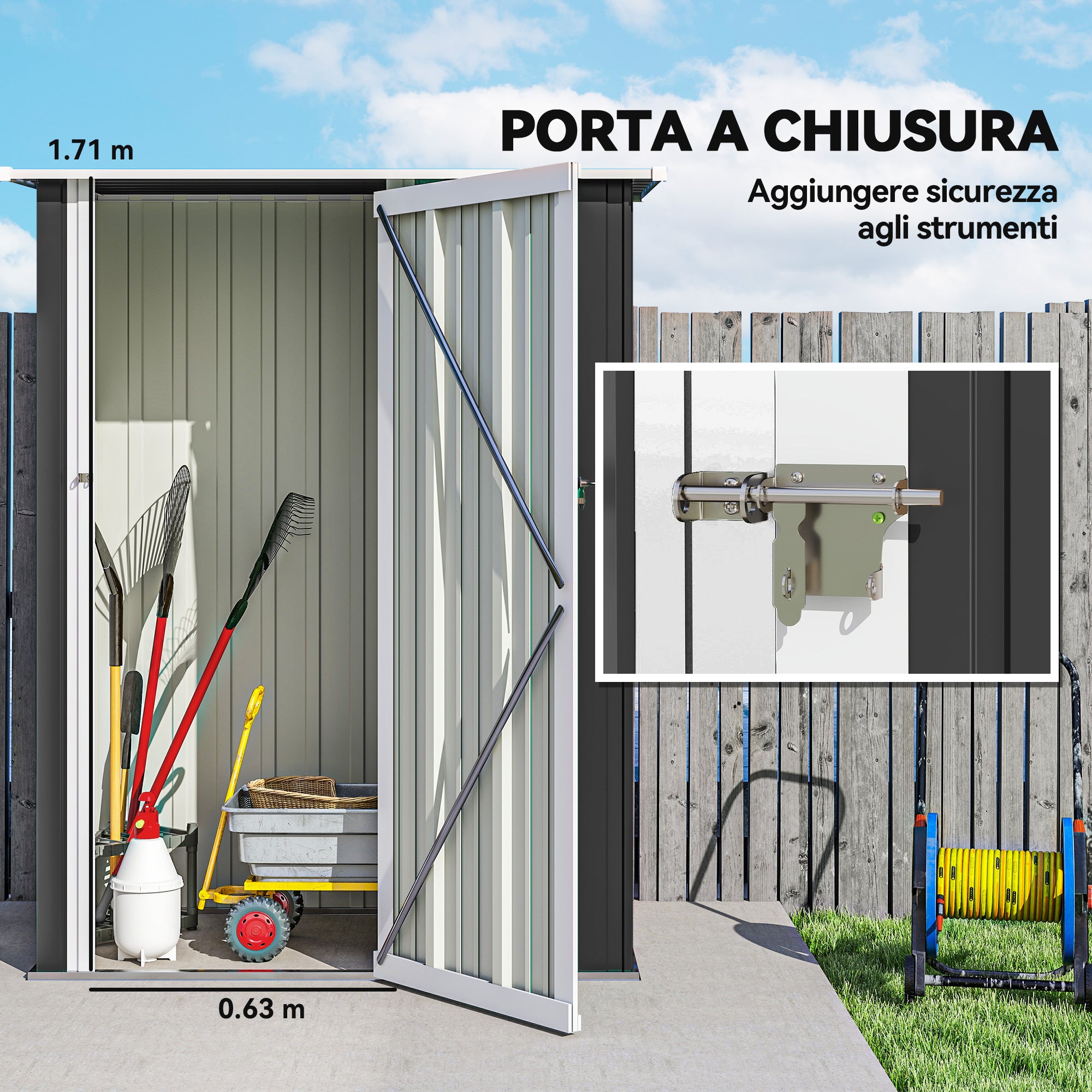 Outsunny Waterproof Steel Tool Shed 142x84x189cm