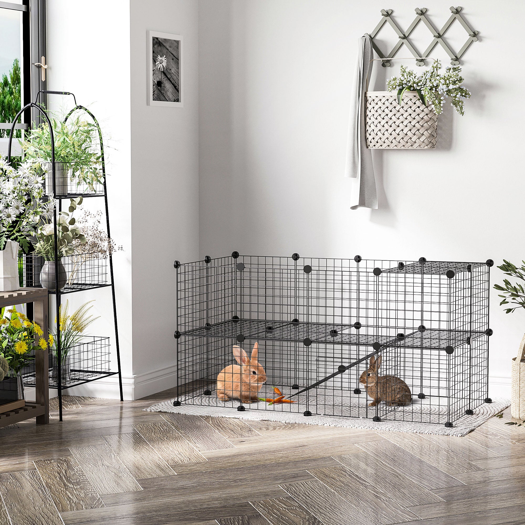 Metal Playpen for Small Pets with 36 Metal Panels to Assemble in Your Preferred Shape and Configuration and with Door