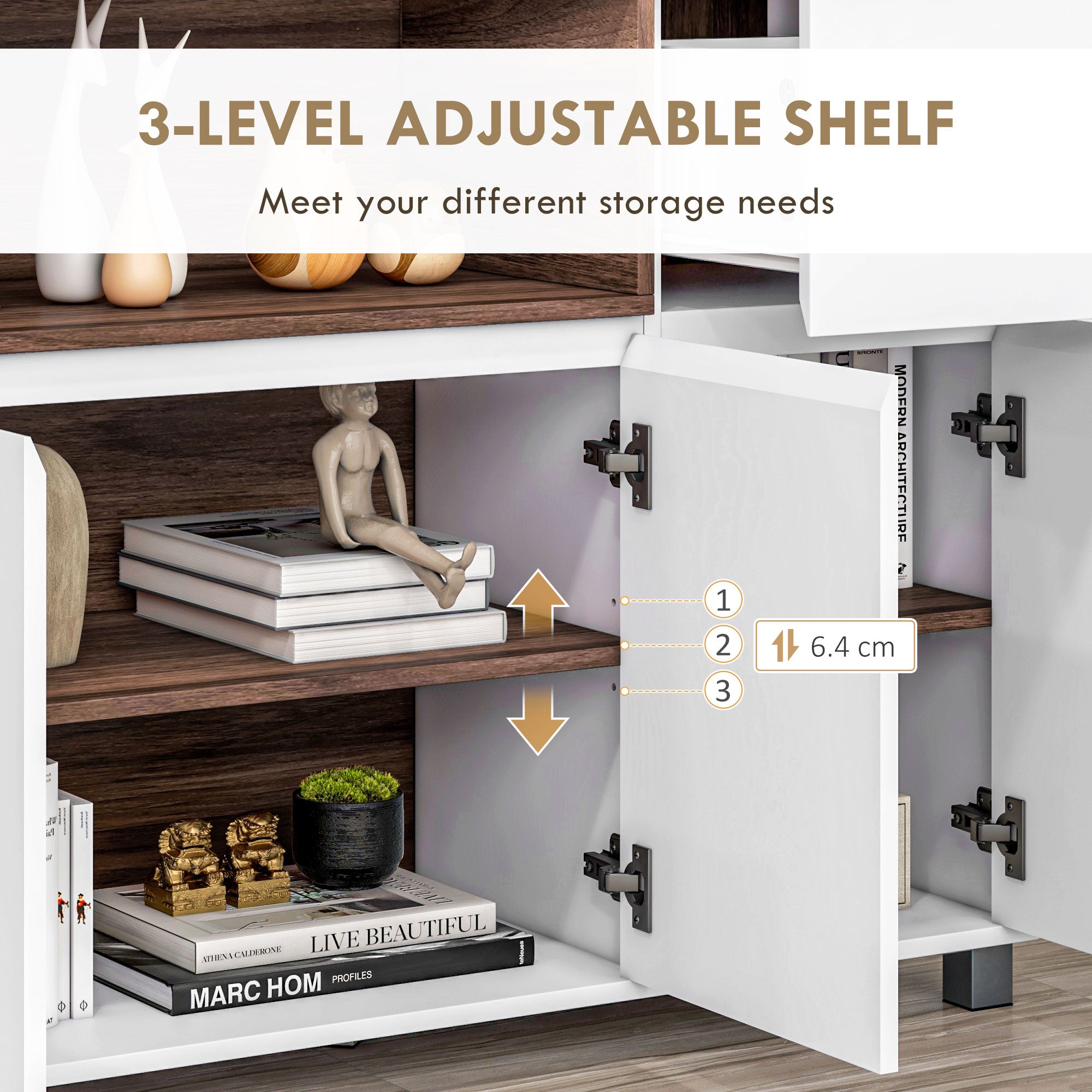 Homcom Modern Cooking Wooden Kitchen with lockers, drawer and open compartment, 105x39x83cm, white - Borgè