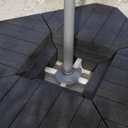 Set of 4 Base Tiles for Arm Umbrella Fillable with Water or Sand up to 80 kg, Black
