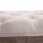 Chesterfield Style Semi-Circular Bed End Bench with Wooden Frame and Upholstery, Beige, 140.5x51x48cm