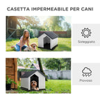 PawHut Waterproof Outdoor Plastic Dog House for Small and Mini Dogs with Window, 62x61x60 cm, Grey