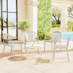 et of 4 Stackable Garden Chairs in PP with High Backrest and Armrests, 57x54x78 cm, White